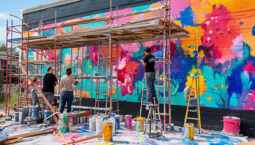 artists creating large murals