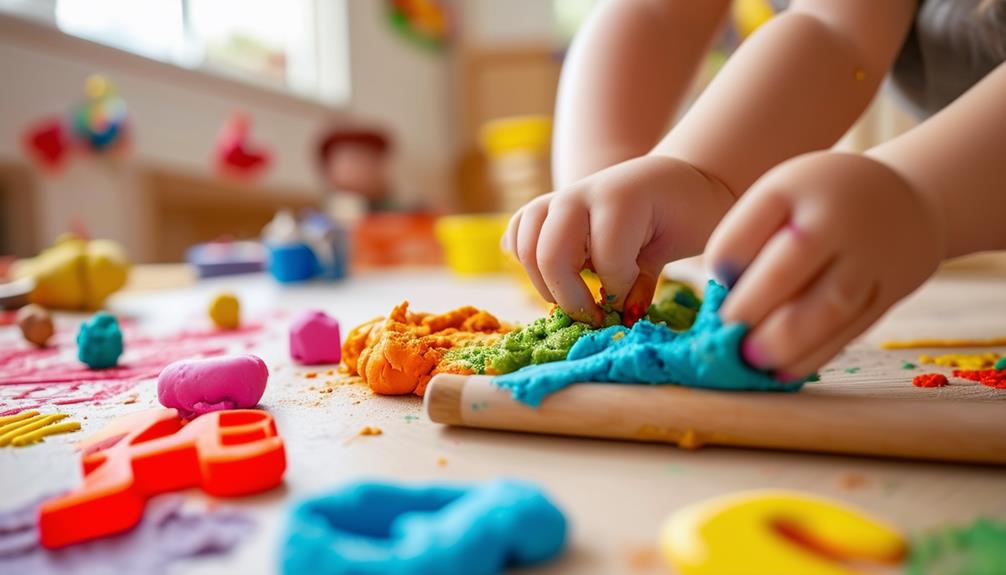 exploring textures with playdough