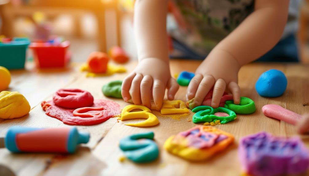exploring textures with playdough