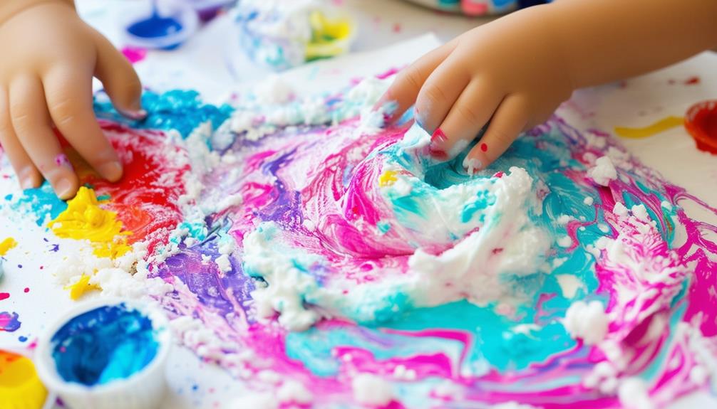creative art technique using shaving cream and paint