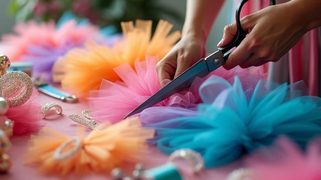 tulle fabric trimming activity