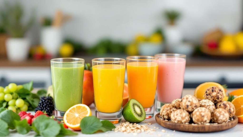 healthy snacks and smoothies