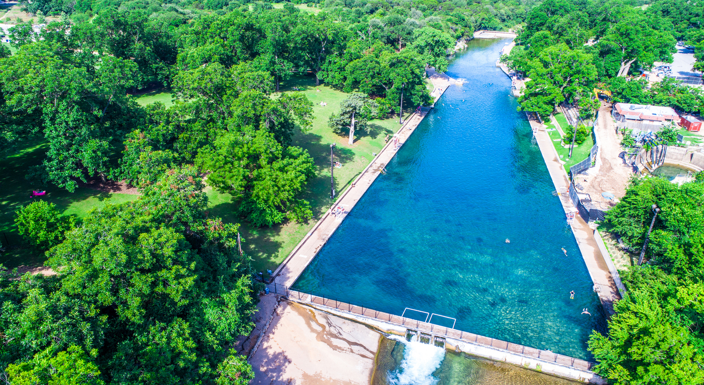 Looking across the Barton Springs swimming hole
