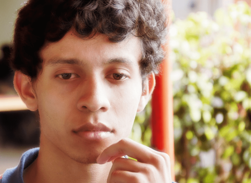 a man staring blankly