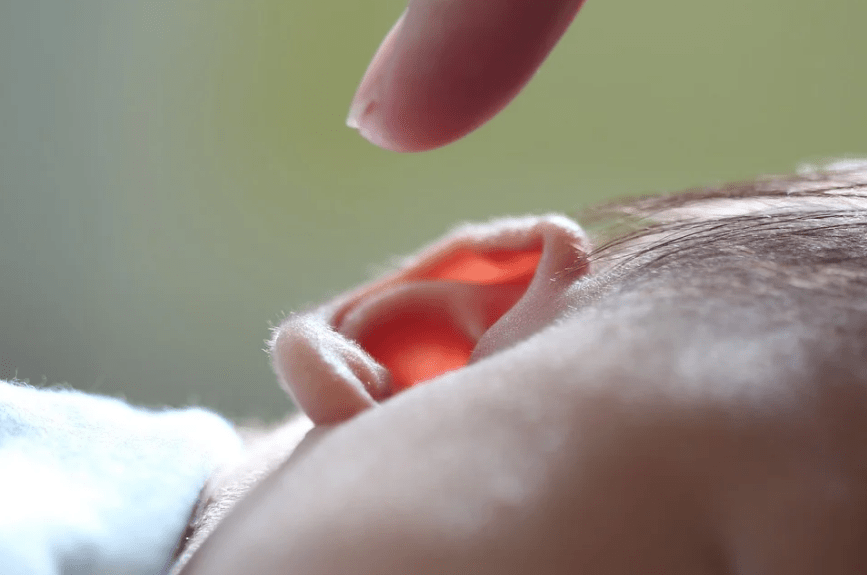 an ear of a human baby